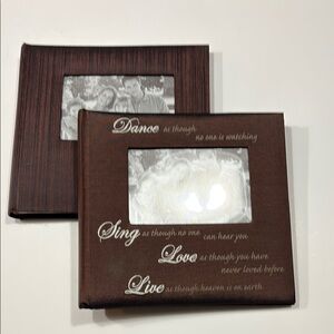 NEW! Brown Fabric Classy Photo Album Set with Script Accents